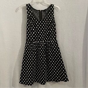 Aqua Dress - Black with White Dots